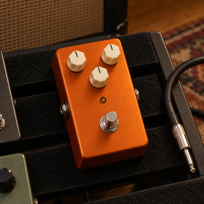Illustrative orange overdrive pedal